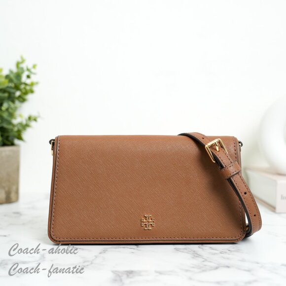 Tory Burch Handbags - NWT Tory Burch Emerson Saffiano Mini Crossbody Purse Bag Clutch 159463 Moose